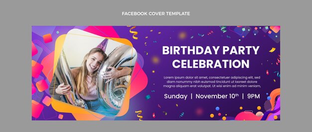 グラデーションカラフルな誕生日のFacebookカバー