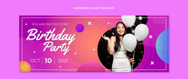 Gradient colorful birthday facebook cover