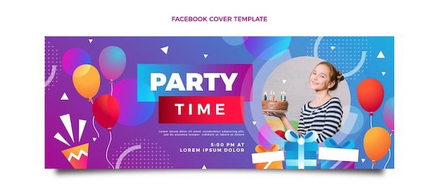 Gradient colorful birthday facebook cover