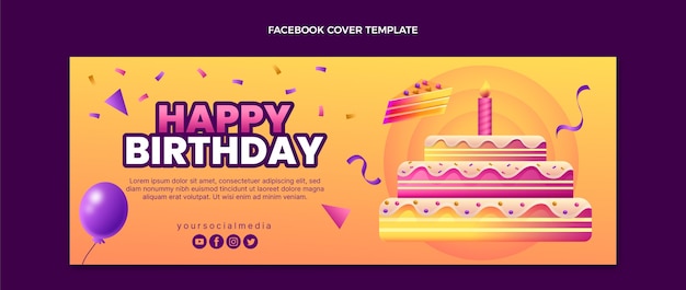 Бесплатное векторное изображение Градиентная красочная обложка facebook для дня рождения
