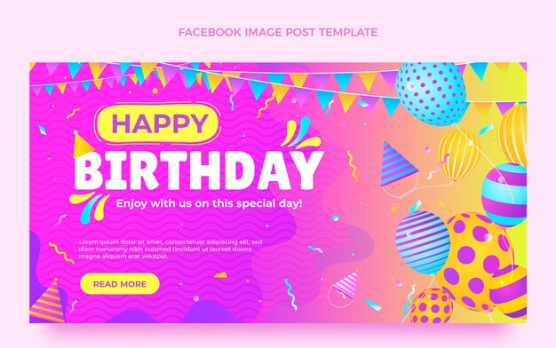 Gradient colorful birthday facebook post