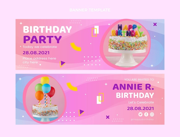 Gradient colorful birthday horizontal banners
