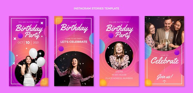 Gradient colorful birthday ig stories