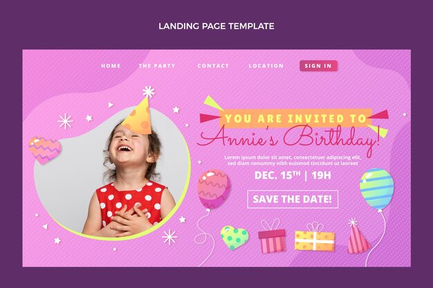 Gradient colorful birthday landing page