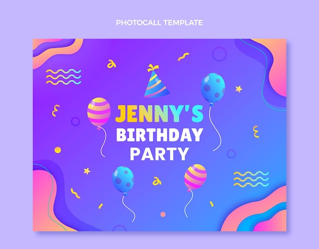 Free vector gradient colorful birthday photocall