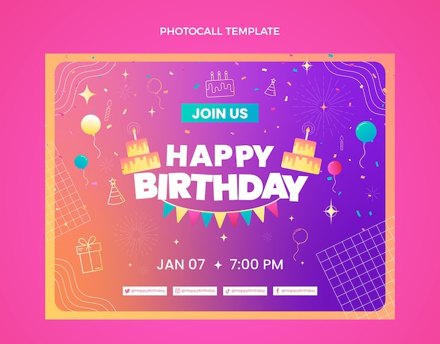 Gradient colorful birthday photocall