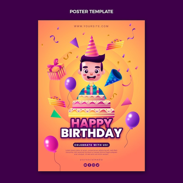 Free vector gradient colorful birthday poster