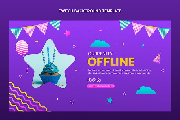 Gradient colorful birthday twitch background