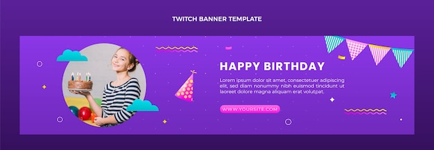 Gradient colorful birthday twitch banner