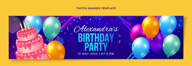 Gradient colorful birthday twitch banner