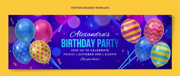 Градиент красочный заголовок твиттера день рождения