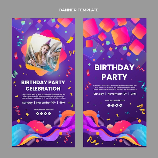 Gradient colorful birthday vertical banners