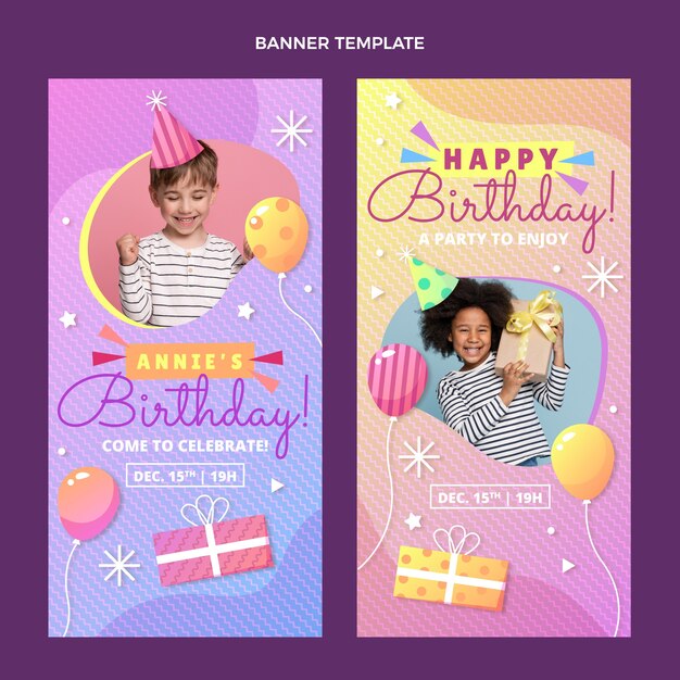 Gradient colorful birthday vertical banners