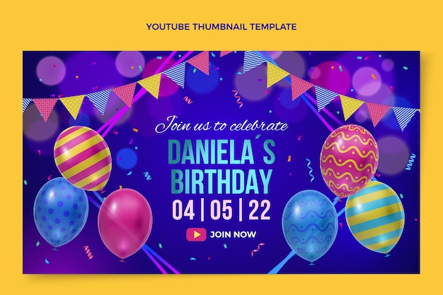 Miniatura di youtube di compleanno colorato sfumato