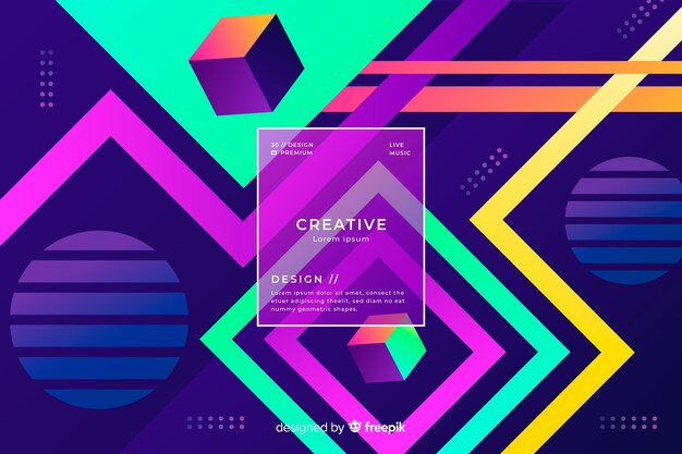 Gradient colorful geometric shapes background