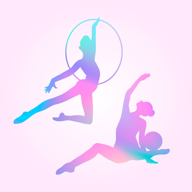 Free vector gradient colorful gymnastics silhouette