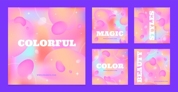 Gradient colorful instagram posts collection