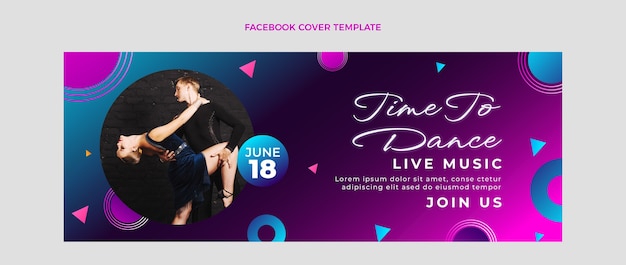 Gradient colorful latin dance party facebook cover