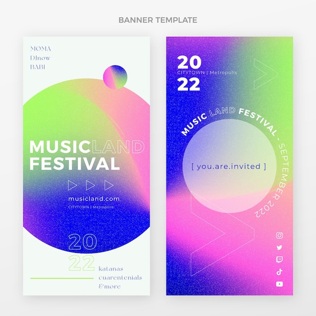 Free vector gradient colorful music festival banners vertical