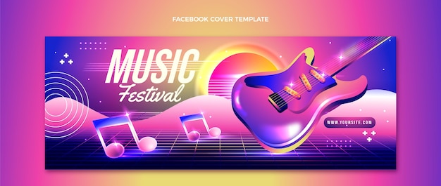 グラデーションカラフルな音楽祭のFacebookカバーテンプレート