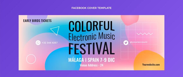 그라디언트 다채로운 음악 축제 페이스 북 커버