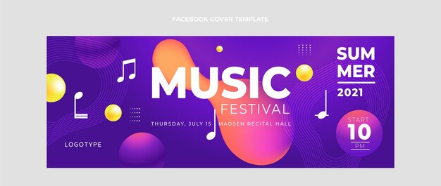 Gradient colorful music festival facebook cover