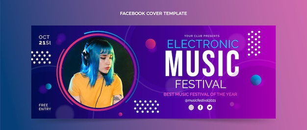 グラデーションカラフルな音楽祭のFacebookカバー