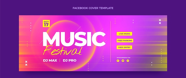 無料ベクター グラデーションカラフル音楽祭facebookカバー