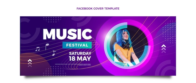 Copertina facebook del festival musicale sfumato colorato