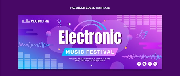 無料ベクター グラデーションカラフルな音楽祭のfacebookカバー