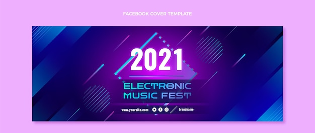 無料ベクター グラデーションカラフル音楽祭facebookカバー