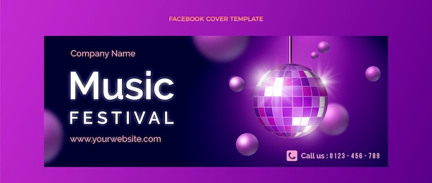 Gradient colorful music festival facebook cover