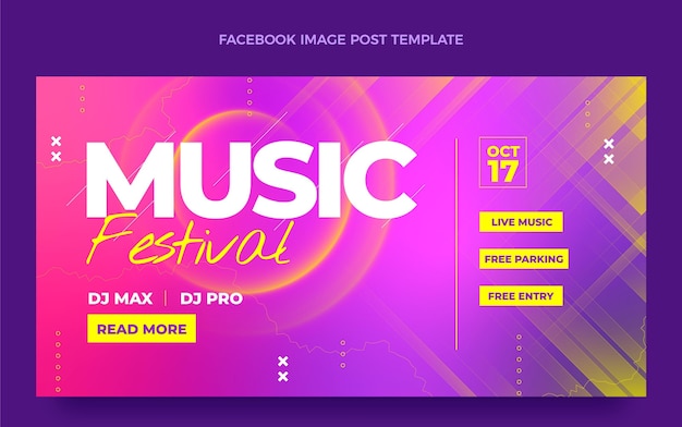 グラデーションカラフルな音楽祭のFacebookの投稿
