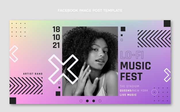 Градиент красочный музыкальный фестиваль facebook post