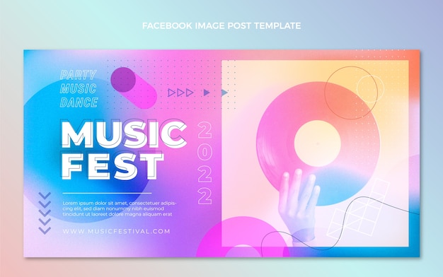 Vettore gratuito post facebook del festival musicale colorato sfumato