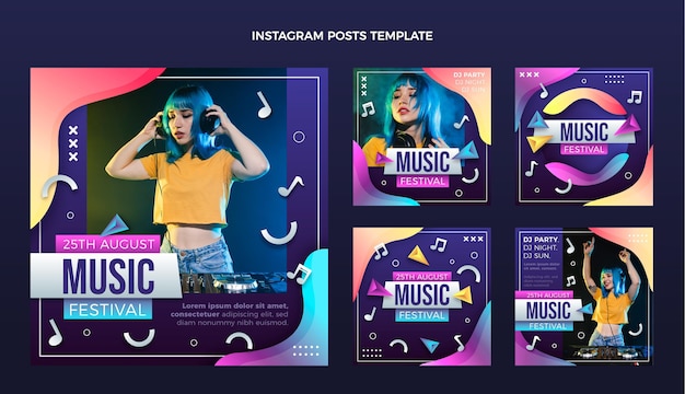 Gradient colorful music festival ig post