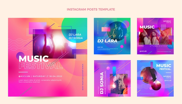 Free vector gradient colorful music festival instagram post