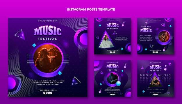 Post instagram del festival musicale colorato sfumato