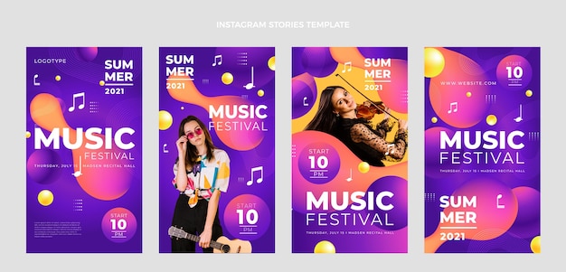 Gradient colorful music festival instagram stories