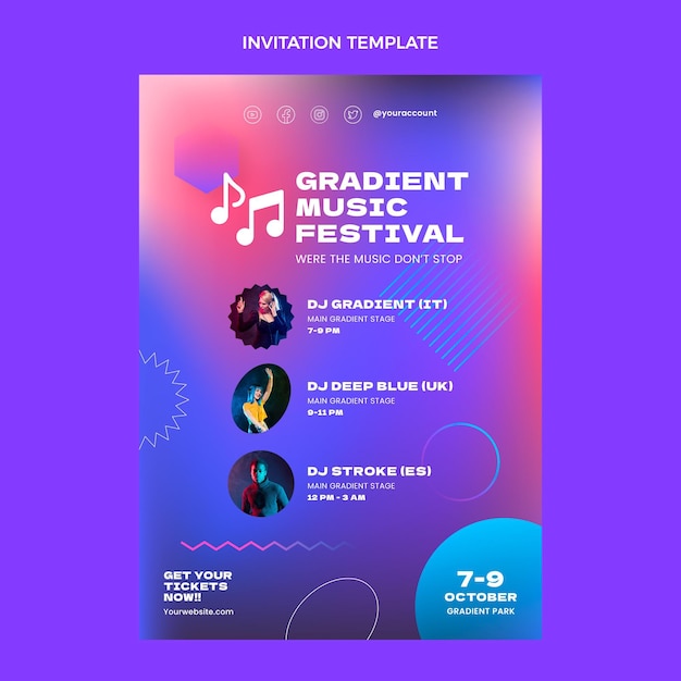 Free vector gradient colorful music festival invitation