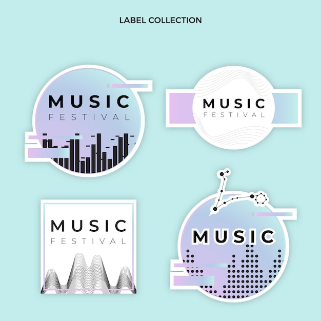 Gradient colorful music festival labels