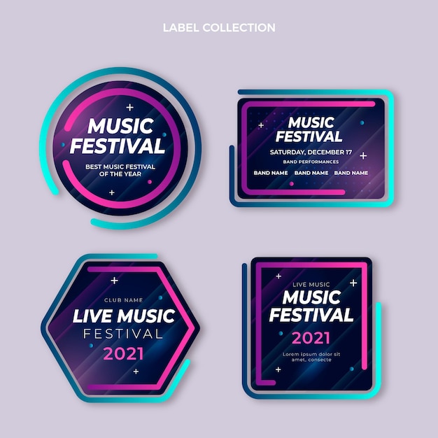 Free vector gradient colorful music festival labels