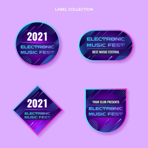 Gradient colorful music festival labels
