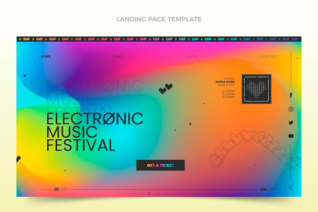 Vettore gratuito pagina di destinazione del festival musicale colorato sfumato