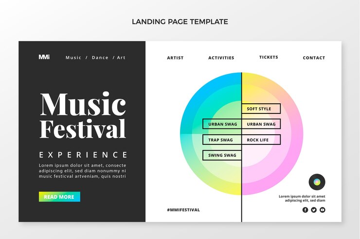 Free Vector gradient colorful music festival landing page