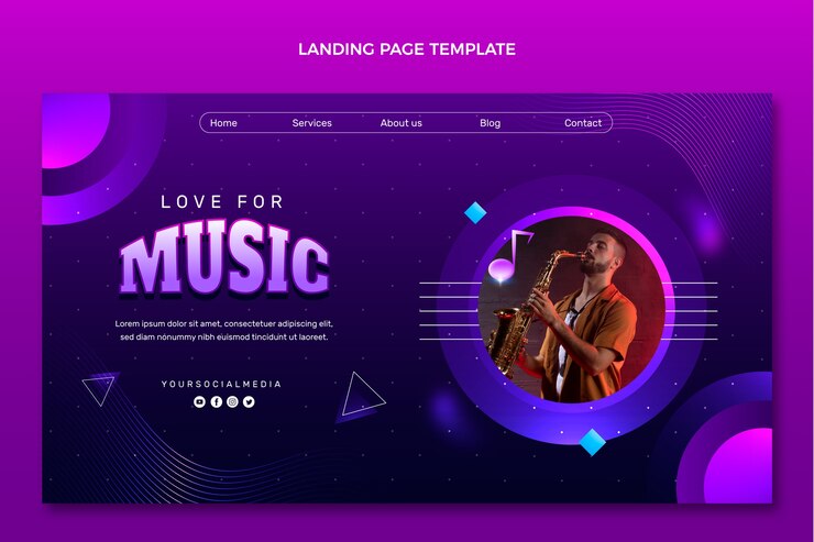 Free Vector gradient colorful music festival landing page