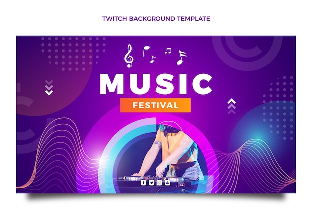 Gradient colorful music festival twitch background