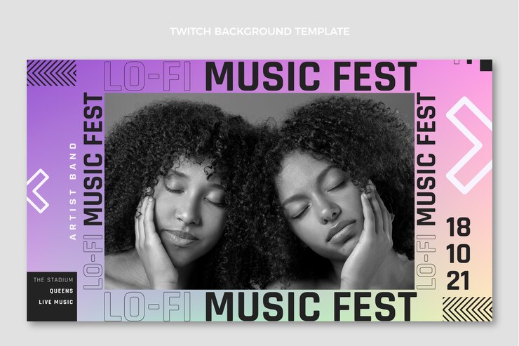 Free Vector gradient colorful music festival twitch background