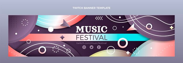 Градиент красочный музыкальный фестиваль twitch баннер