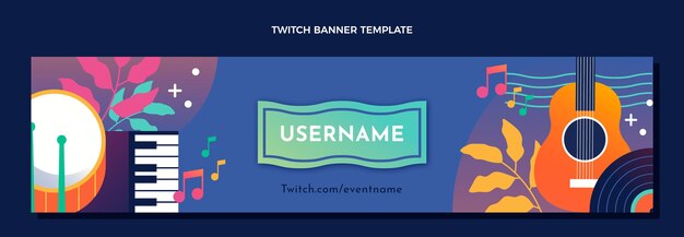 Градиент красочный музыкальный фестиваль twitch баннер